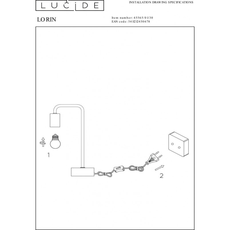 Lampa biurkowa Loft Lorin Czarna | Lucide - Sklep