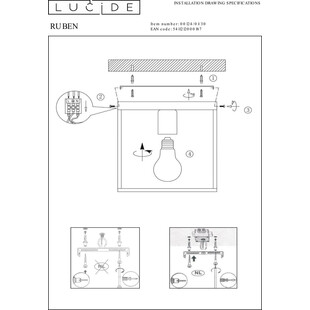Plafon Industrialny Ruben | Lucide | 22cm | Czarny/Mosiądz