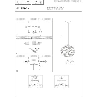 Lampa wisząca geometryczna biała Lucide Malunga 25cm | Sklep Lamp