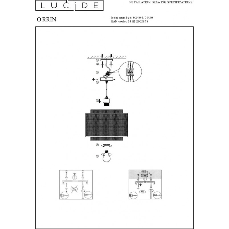 Lampa wisząca czarna Orrin Lucide | Loftowa i industrialna
