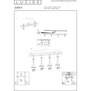 Lampa Wisząca Betonowa Gipsy | Lucide | 120cm | Czarna