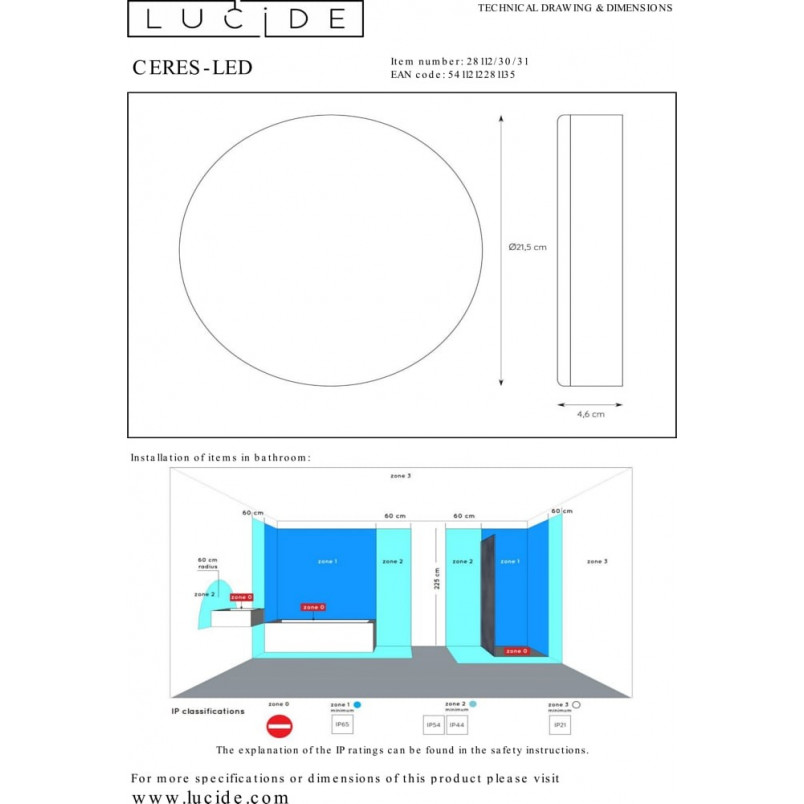 Plafon LED Ceres biały Lucide | Minimalistyczny design