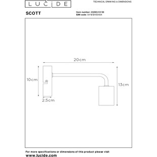 Kinkiet loftowy Scott czarny - Lucide | Sklep z lampami
