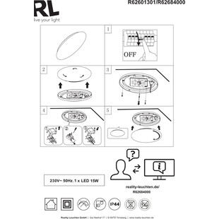 Plafon LED Putz biały 37cm - Reality | Oświetlenie do łazni