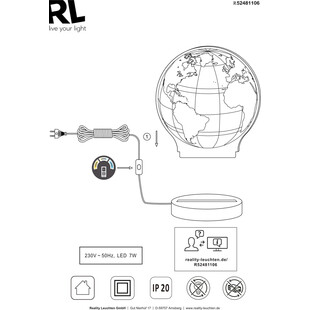 Lampa stołowa Globe LED Reality - Chrom - Kup teraz!