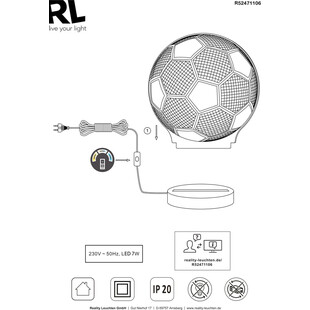 Lampa stołowa Ball chrom Reality | Oświetlenie dla dzieci