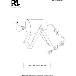 Lampa stołowa industrialna Marc czarna - Reality | Loftowa