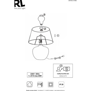 Lampa stołowa glamour czarno-złota Luxor | Reality