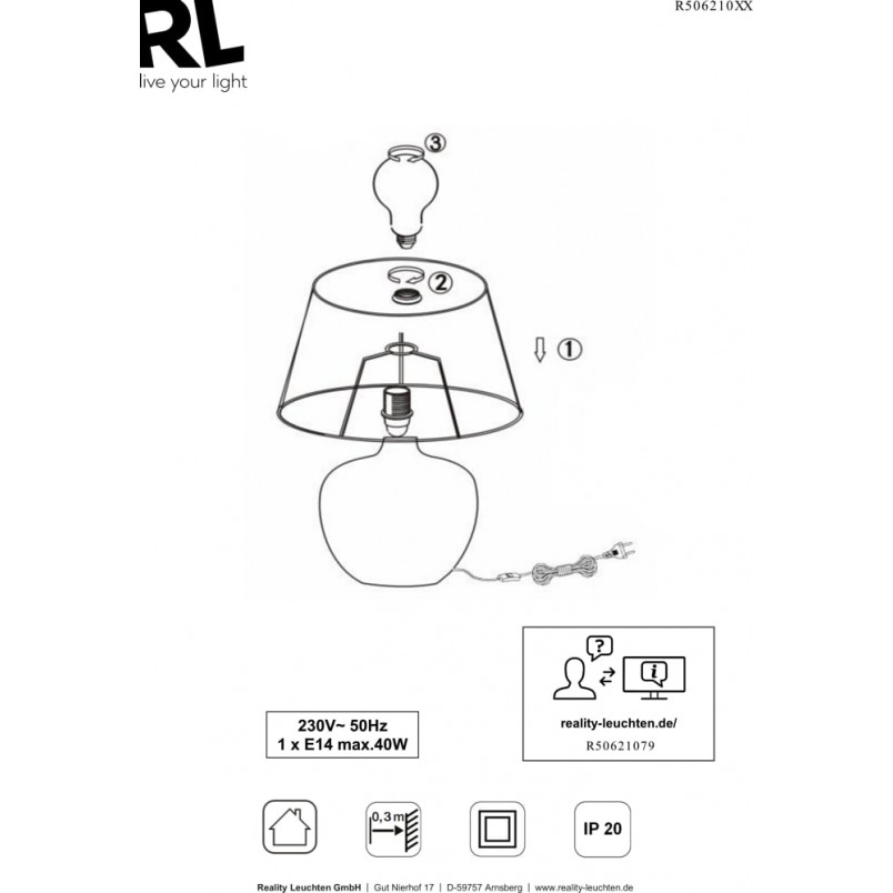 Lampa stołowa glamour czarno-złota Luxor | Reality