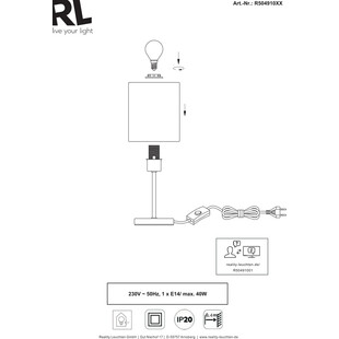 Lampa stołowa nocna Jerry biała - Reality | Eleganckie oświetlenie
