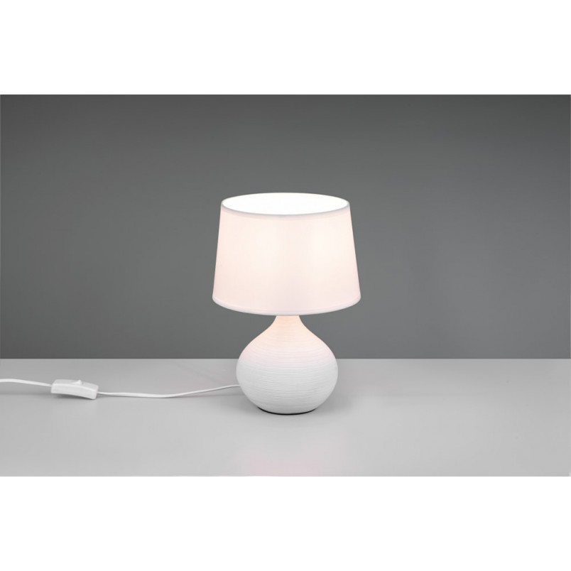 Lampa stołowa biała Martin Reality | Ceramiczna, tkanina