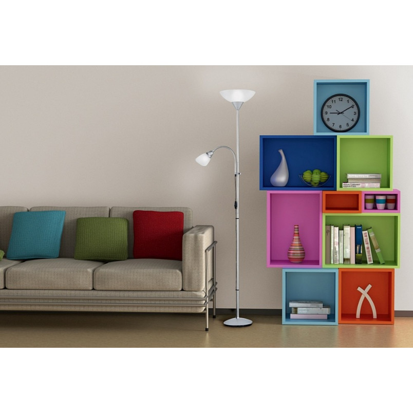 Lampa podłogowa Erzwo biała/tytanowa - Reality | Retro styl