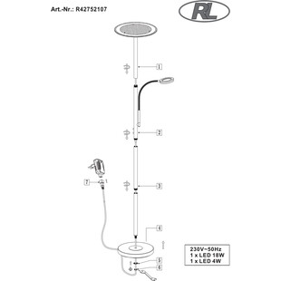 Lampa podłogowa LED Reality Ackbar - Nowoczesny Design