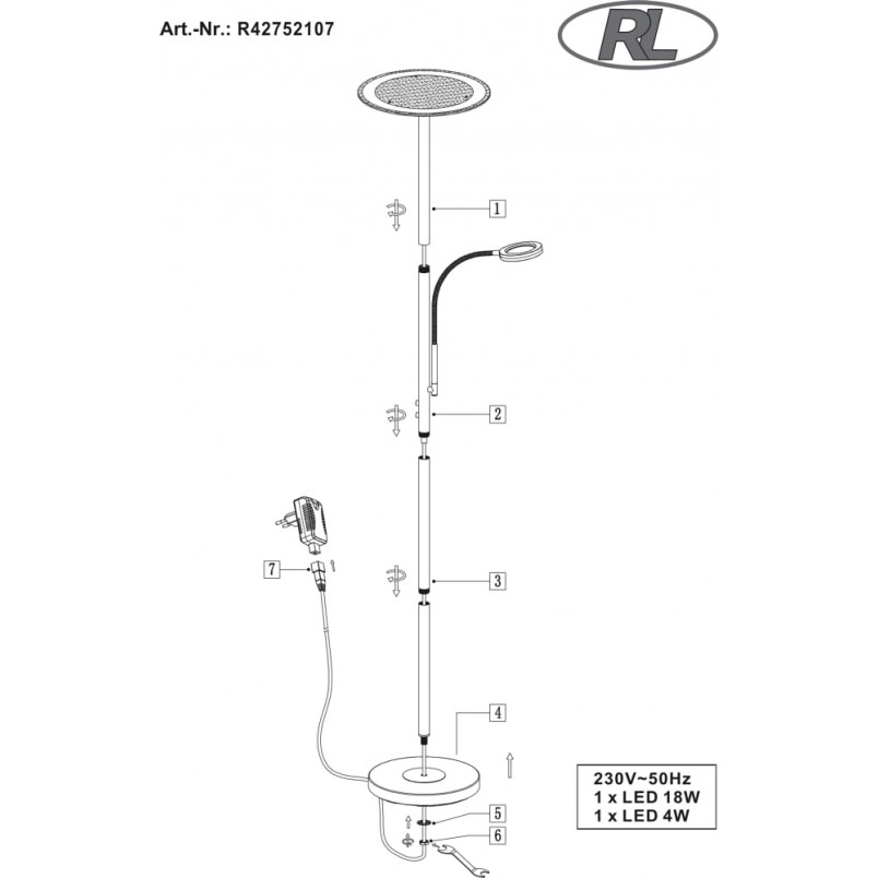 Lampa podłogowa LED Reality Ackbar - Nowoczesny Design