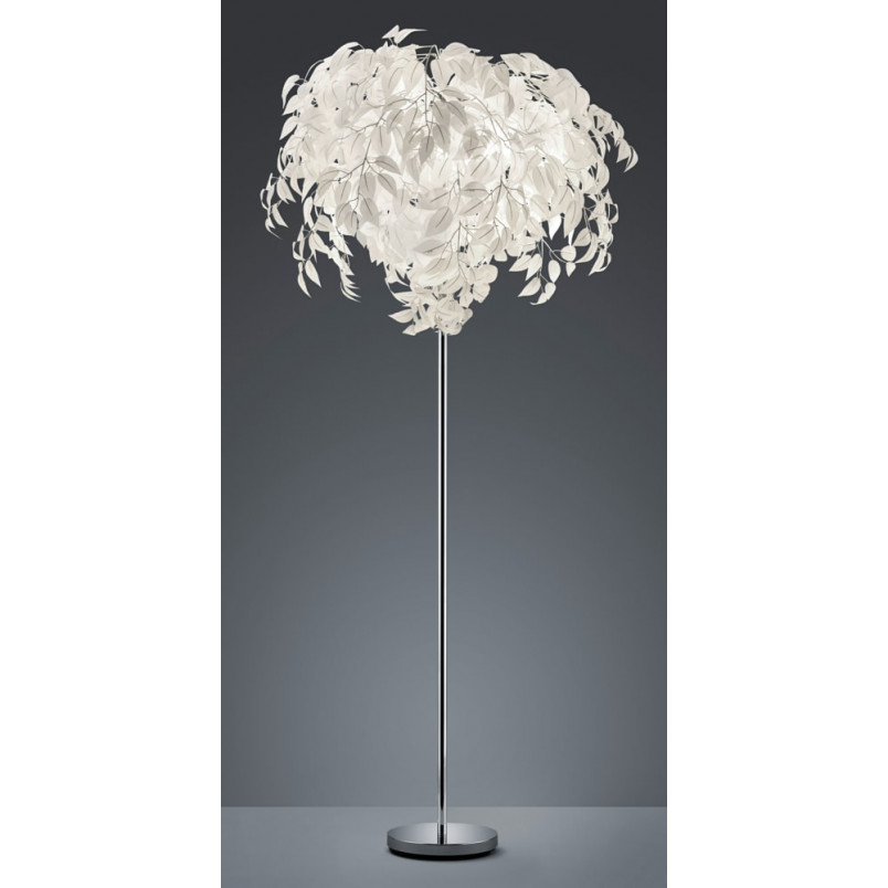 Lampa podłogowa Leavy biało-chromowa | Elegancki design