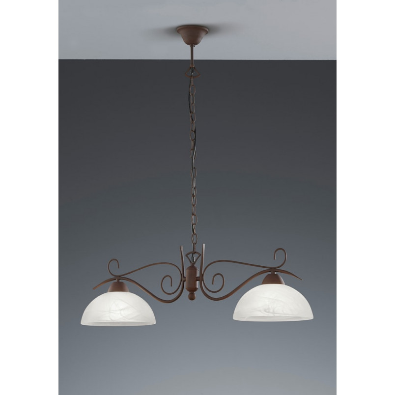 Lampa wisząca antyczna Country II - Miedź/Zielony | Reality