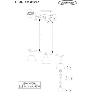 Lampa wisząca Dallas III - nowoczesny design, biały | Reality