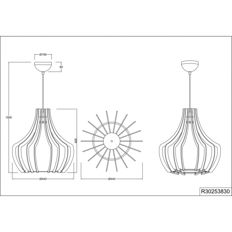 Lampa Wisząca Wood Reality | Skandynawski Design, 44cm