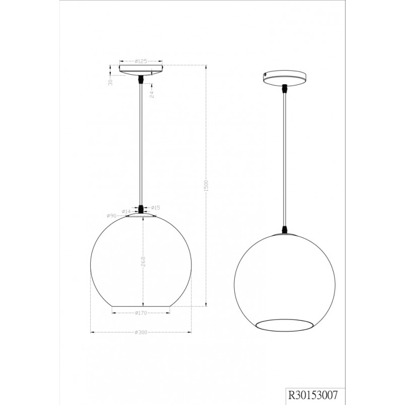 Lampa wisząca Moon - szklana kula, biały kolor | Reality