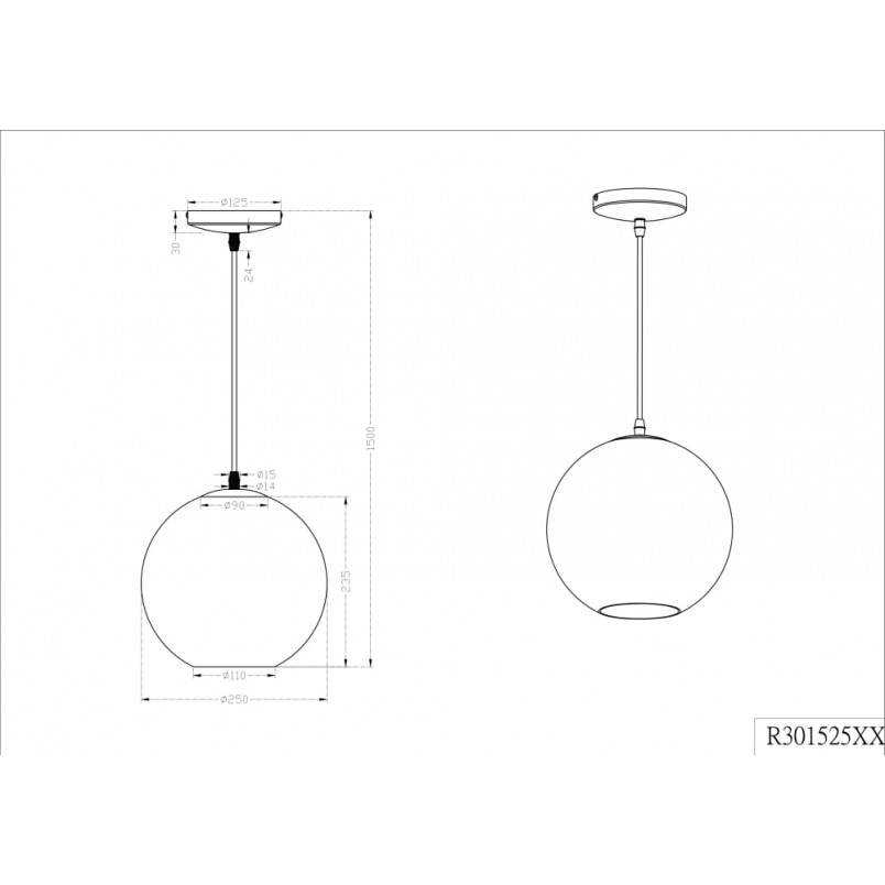 Lampa wisząca szklana kula Moon 25cm biała - Reality