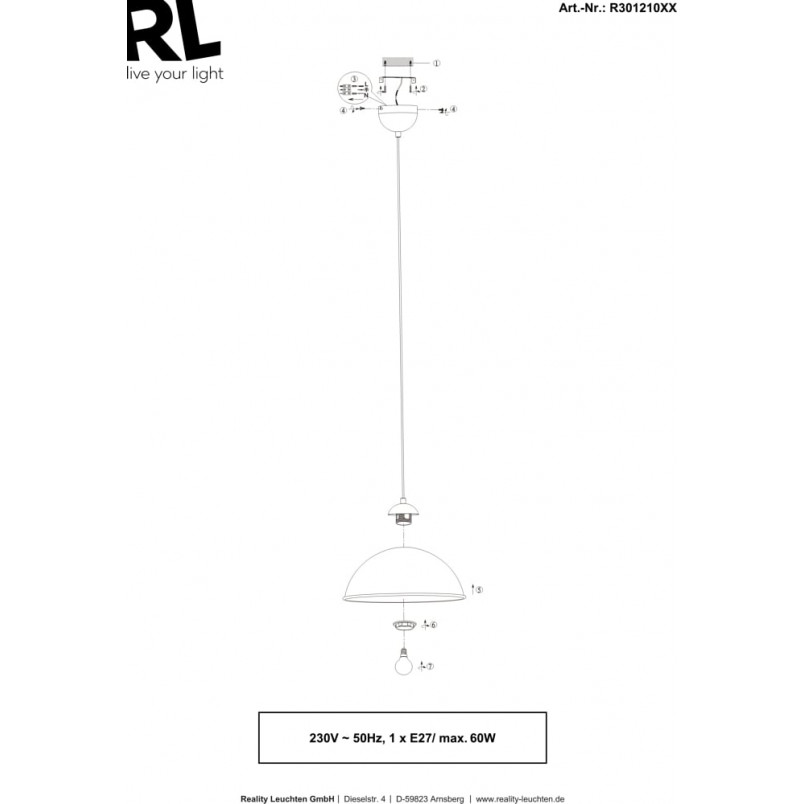 Lampa Wisząca Industrialna Jimmy | Reality - 31cm, Czarna