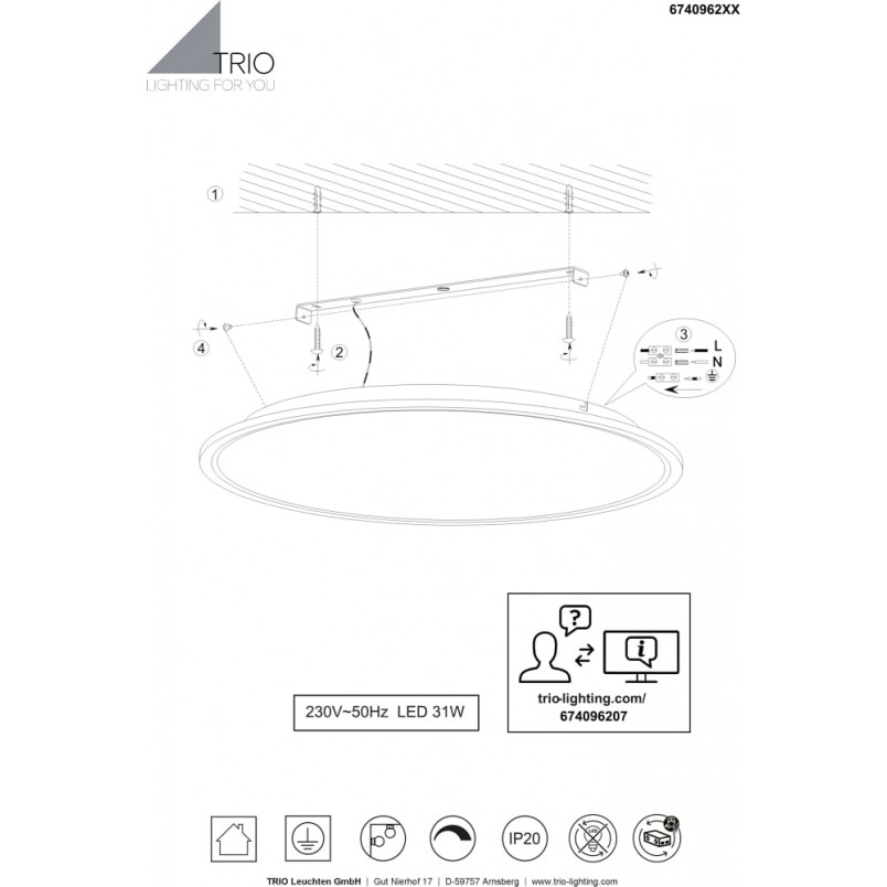 Plafon LED Phoenix 62cm - Trio | Nowoczesne Oświetlenie