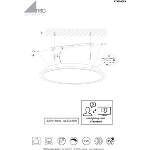 Plafon LED Phoenix 45cm - Ściemnialny, Biały/Nikiel | Trio
