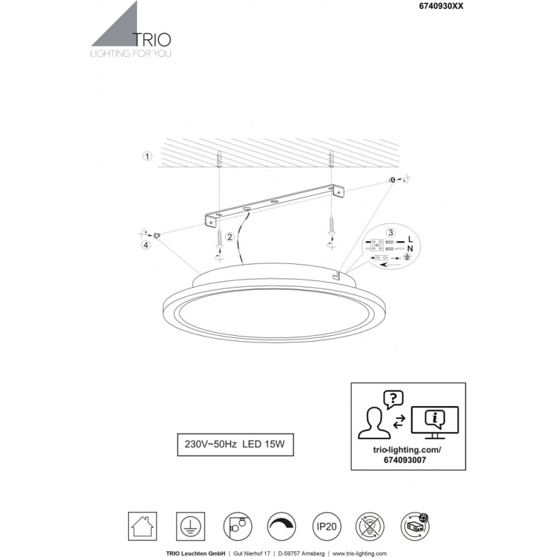 Plafon LED Trio Phoenix 30cm - Nowoczesne Oświetlenie