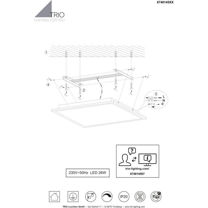 Plafon LED kwadratowy Phoenix Trio 45cm - Nowoczesne Oświetlenie