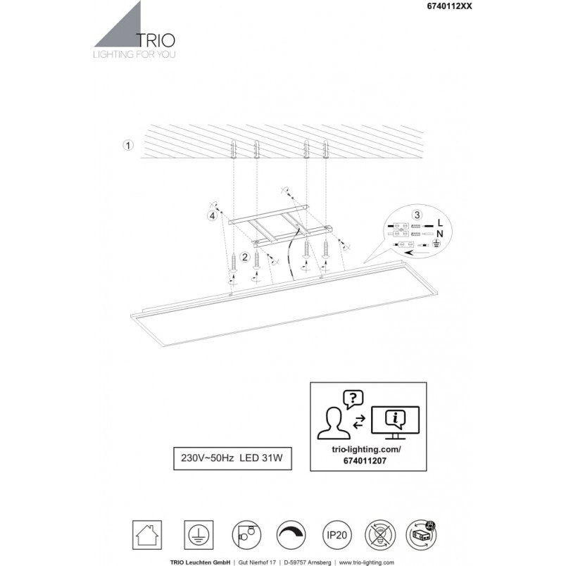 Plafon LED Phoenix 120cm - Trio | Nowoczesne oświetlenie