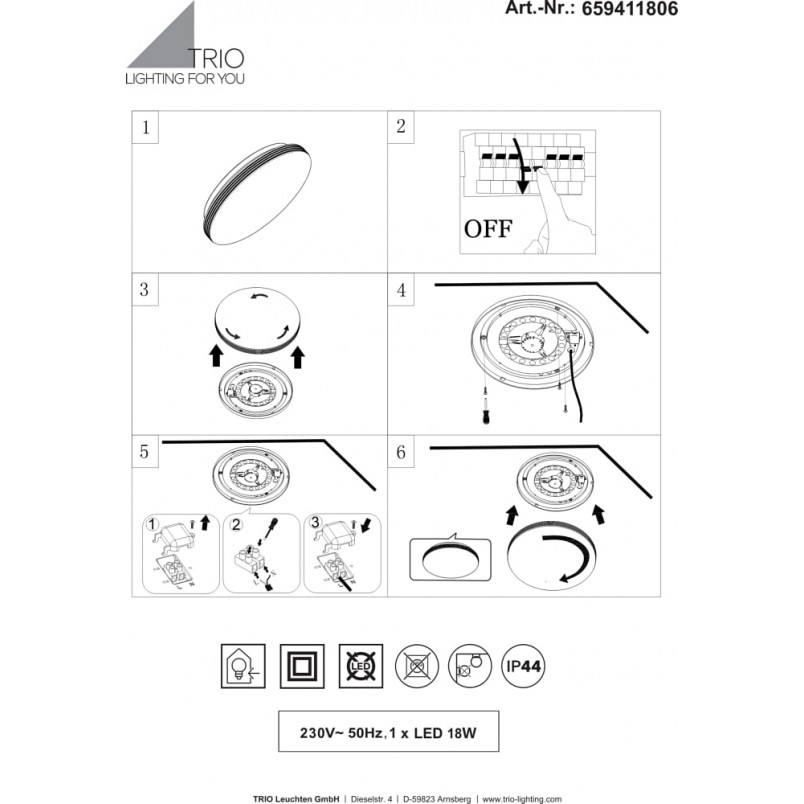Plafon LED Apart 35cm - Nowoczesny design | Trio