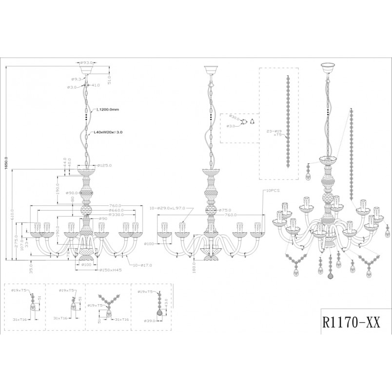 Żyrandol kryształowy Reality Lüster 76cm - Luksusowy Design