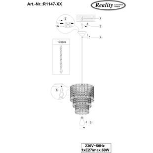 Lampa wisząca kryształowa Orient | Reality - Glamour 25cm