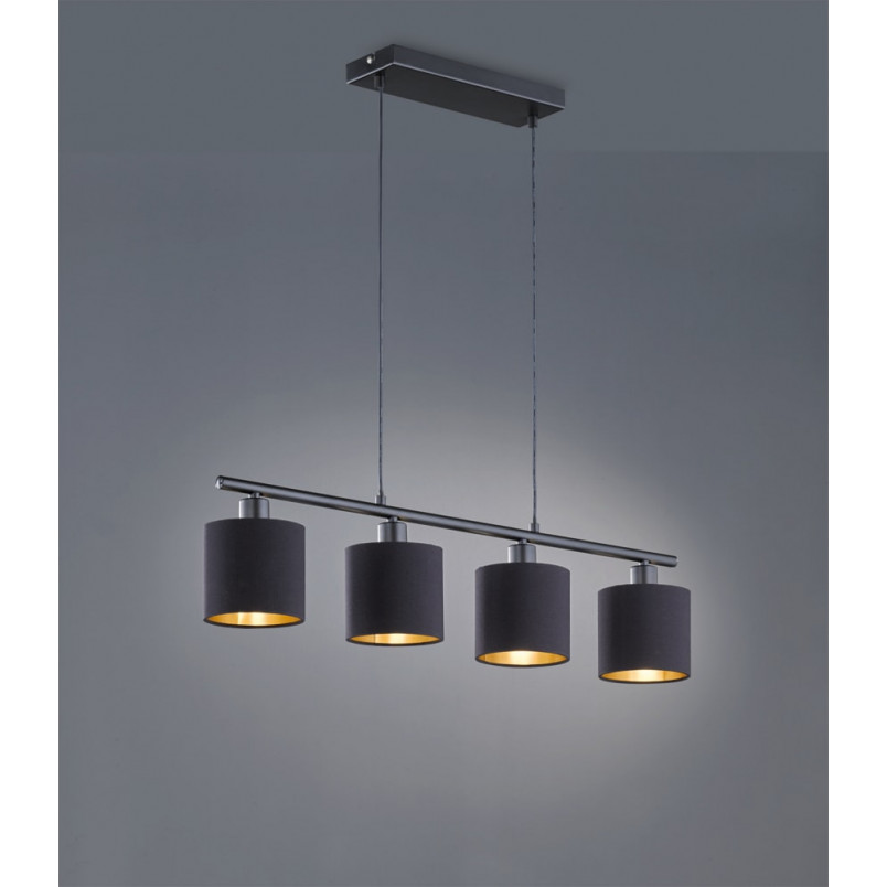 Lampa wisząca Tommy IV czarna Trio Reality | 75cm