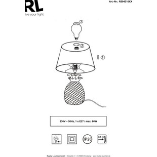 Lampa stołowa glamour Pineapple | Czarna i złota | Reality