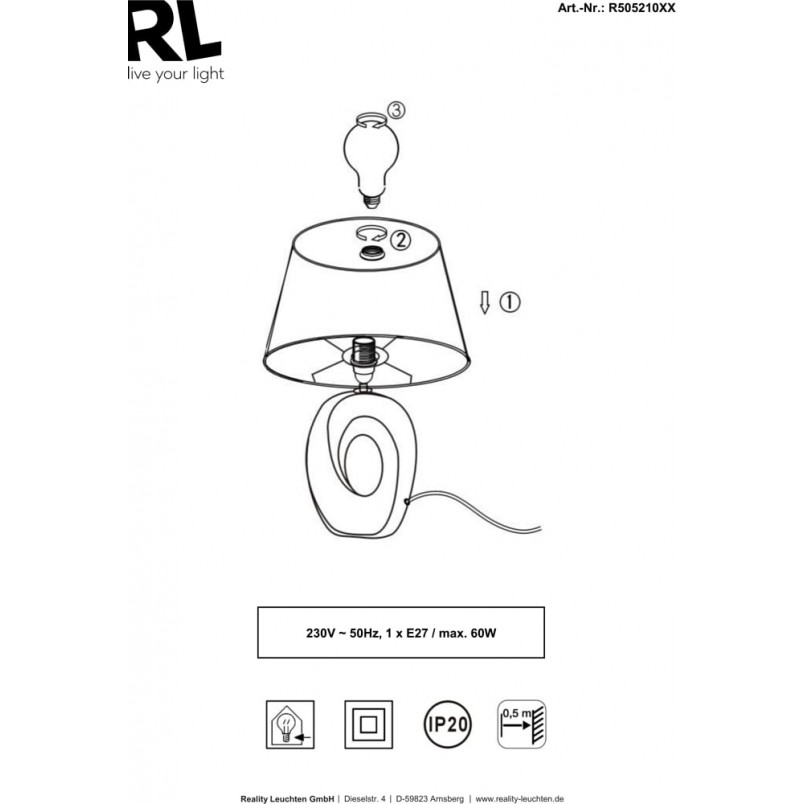 Lampa stołowa nowoczesna Taba 38 - biały/srebrny | Reality