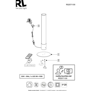 Lampa stołowa LED Reality Leia - Nowoczesny design, sterowanie pilotem