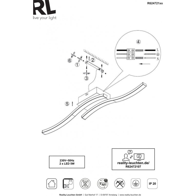 Plafon LED Route II 56cm Nikiel - Reality | Nowoczesne Lampy