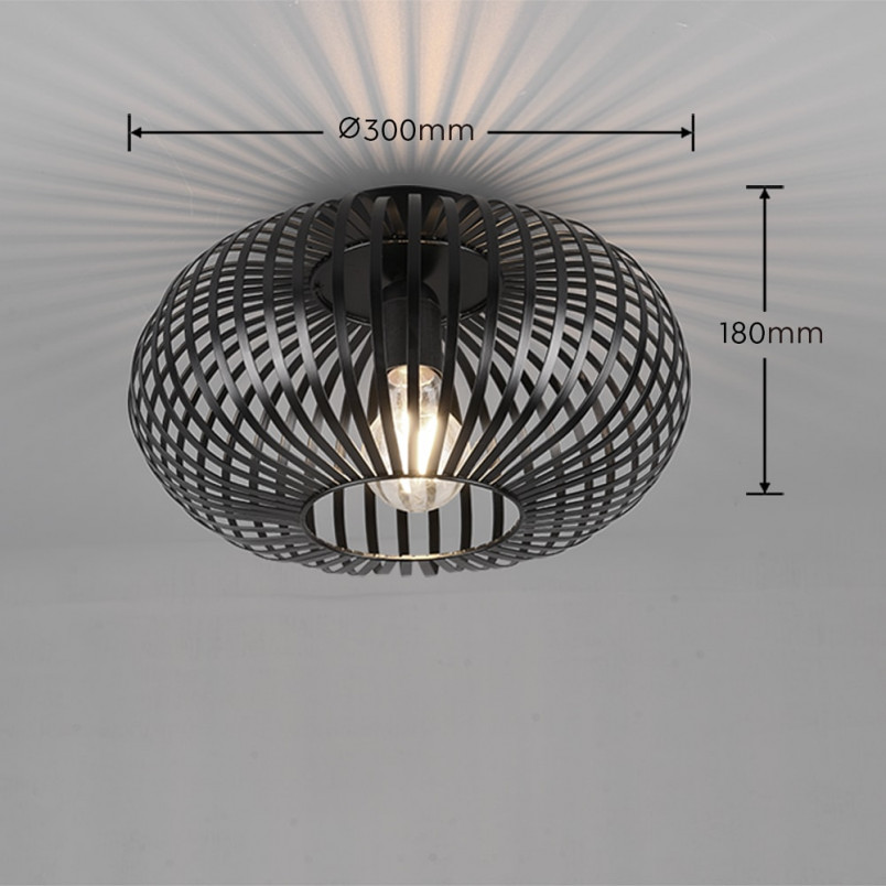 Plafon Loft Johann | Trio - Czarny, E27 | Kup Teraz!