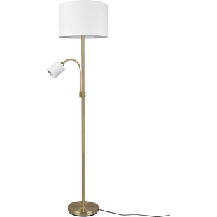 Lampa podłogowa z abażurem i lampką do czytania Hotel kremowy / mosiądz Trio