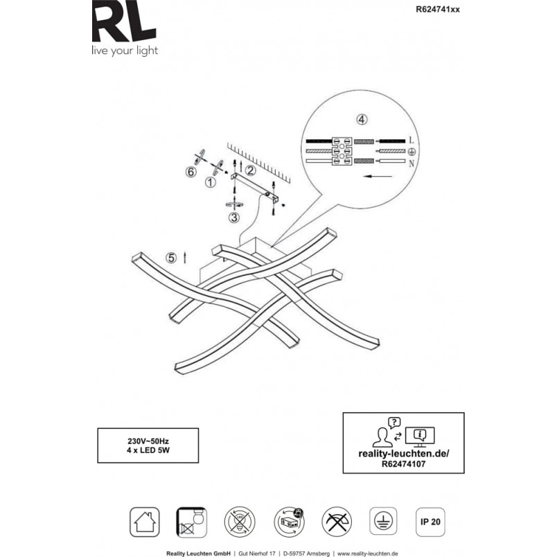 Plafon nowoczesny Route 46 LED Nikiel Mat marki Reality