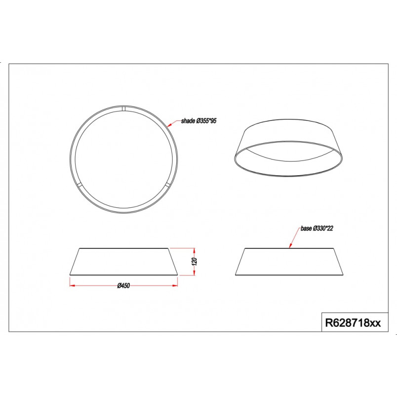 Plafon LED Ponts czarny 45cm | Reality - Oświetlenie