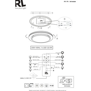 Plafon LED biały Atria 58cm - Pilot, Ściemniacz | Reality