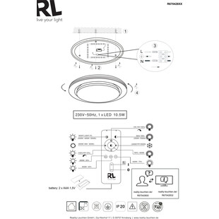 Plafon LED Atria 27cm - Pilot, Ściemniacz, Biały | Reality