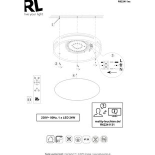 Plafon LED Reality Tacoma 40cm z pilotem - Nowoczesne oświetlenie