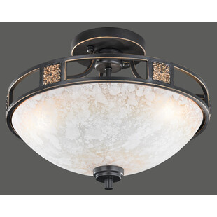 Plafon antyczny Quinta Trio - 42cm, szkło, miedź | Sklep z lampami