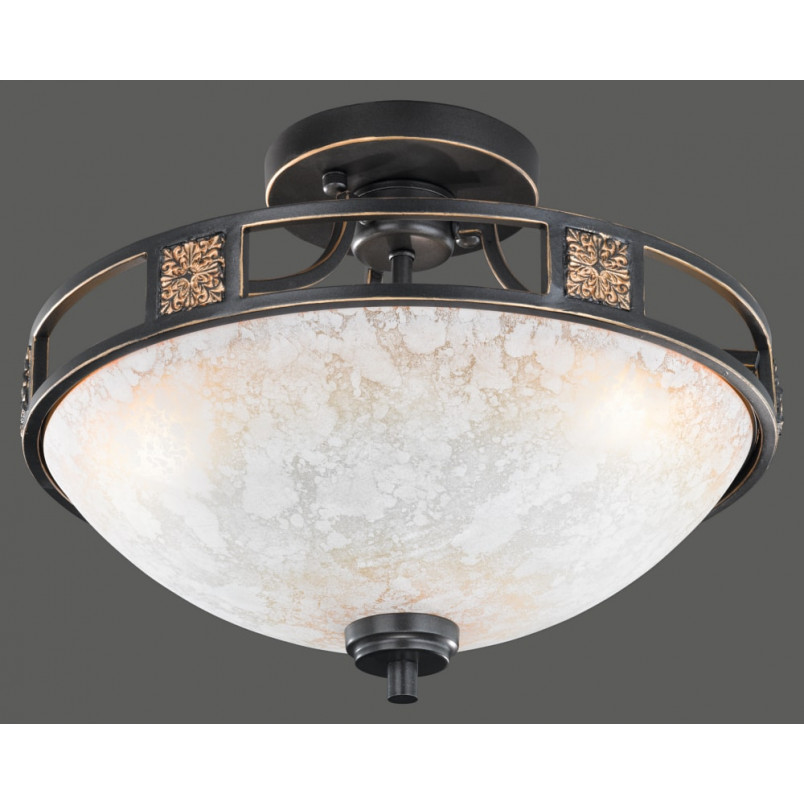 Plafon antyczny Quinta Trio - 42cm, szkło, miedź | Sklep z lampami