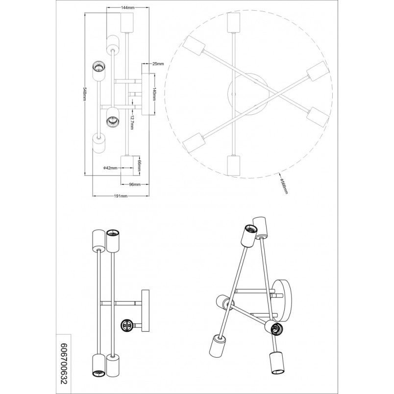 Plafon Industrialny Cross | Trio - Loftowy Design