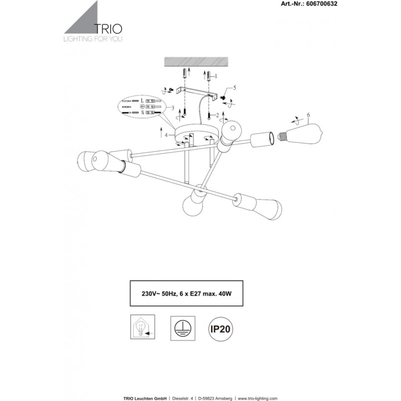 Plafon Industrialny Cross | Trio - Loftowy Design