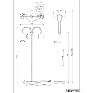 Lampa podłogowa Tommy czarno-złota | Reality - Eleganckie oświetlenie